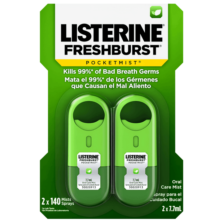 Listerine - Freshburst PocketMist - Ademspray Tegen Slechte-Adem Kiemen - Onaangename Adem - 2x7.7ml