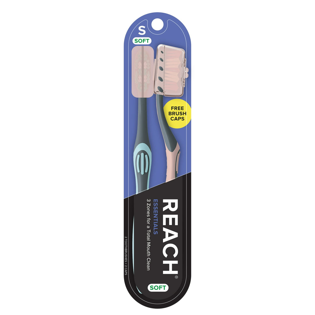 Reach - Essentials zachte tandenborstel met dop - Reis - 2 stuks