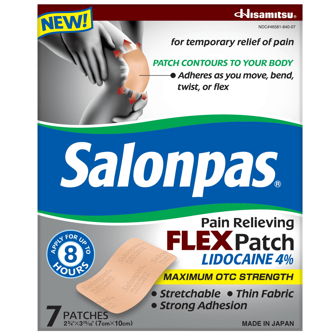 Salonpas -Pain Relieving FLEX Patch, Unscented - Stays in Place - 7 Patches