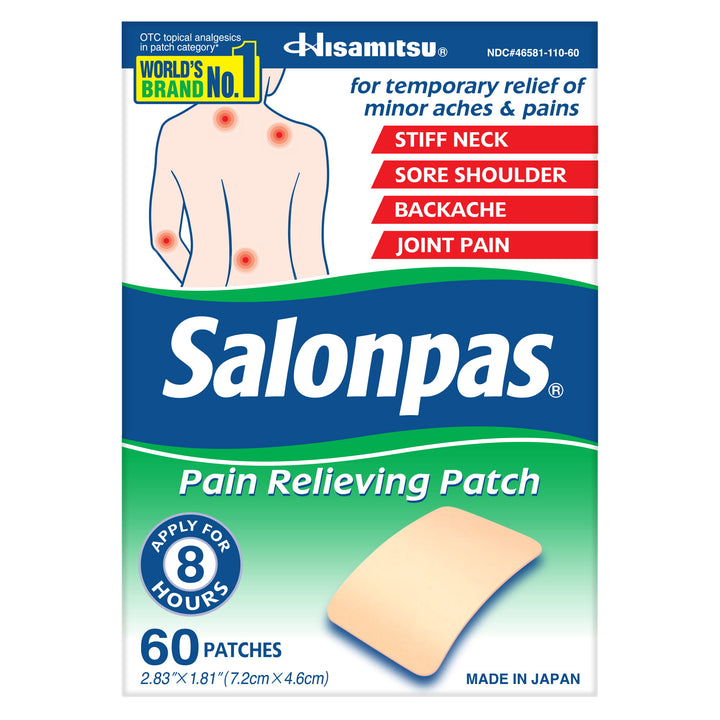 Salonpas - Pain Relieving Patch - 8-Hour Pain Relief - Warmtepleisters - 60 Patches