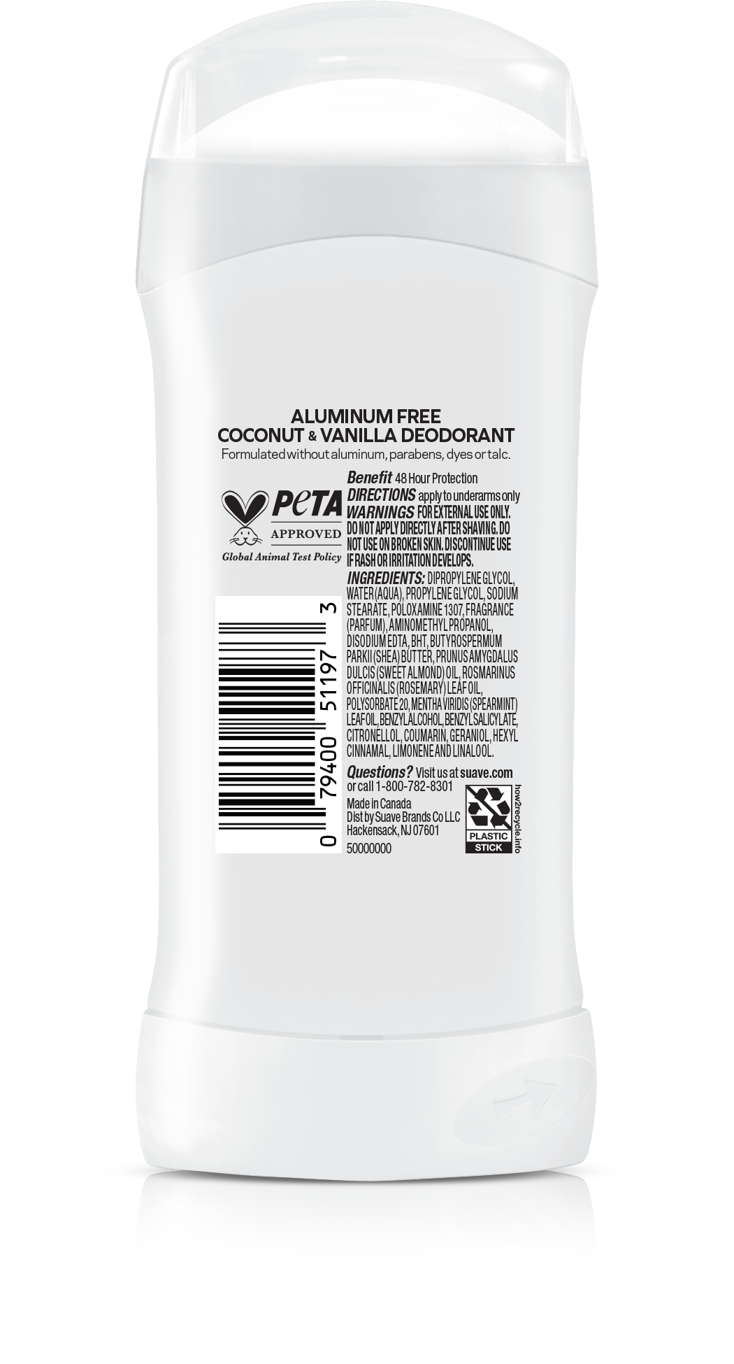 Suave - Aluminum Free Coconut & Vanilla - 74g