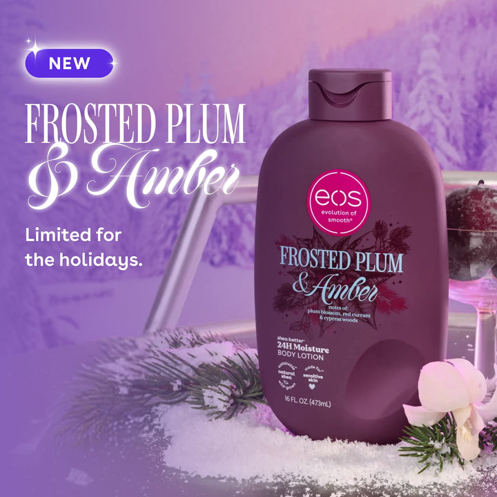 eos Shea Better Body Lotion, Frosted Plum & Amber, Plum Body Lotion, 16 fl oz