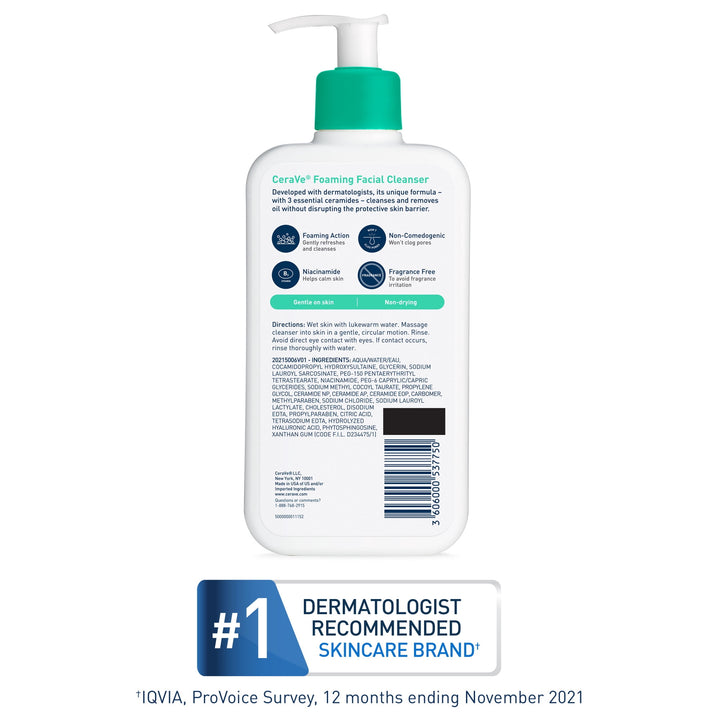 CeraVe Foaming Facial Cleanser for Normal to Oily Skin Reinigingsgel - normale tot vette huid - 355ml