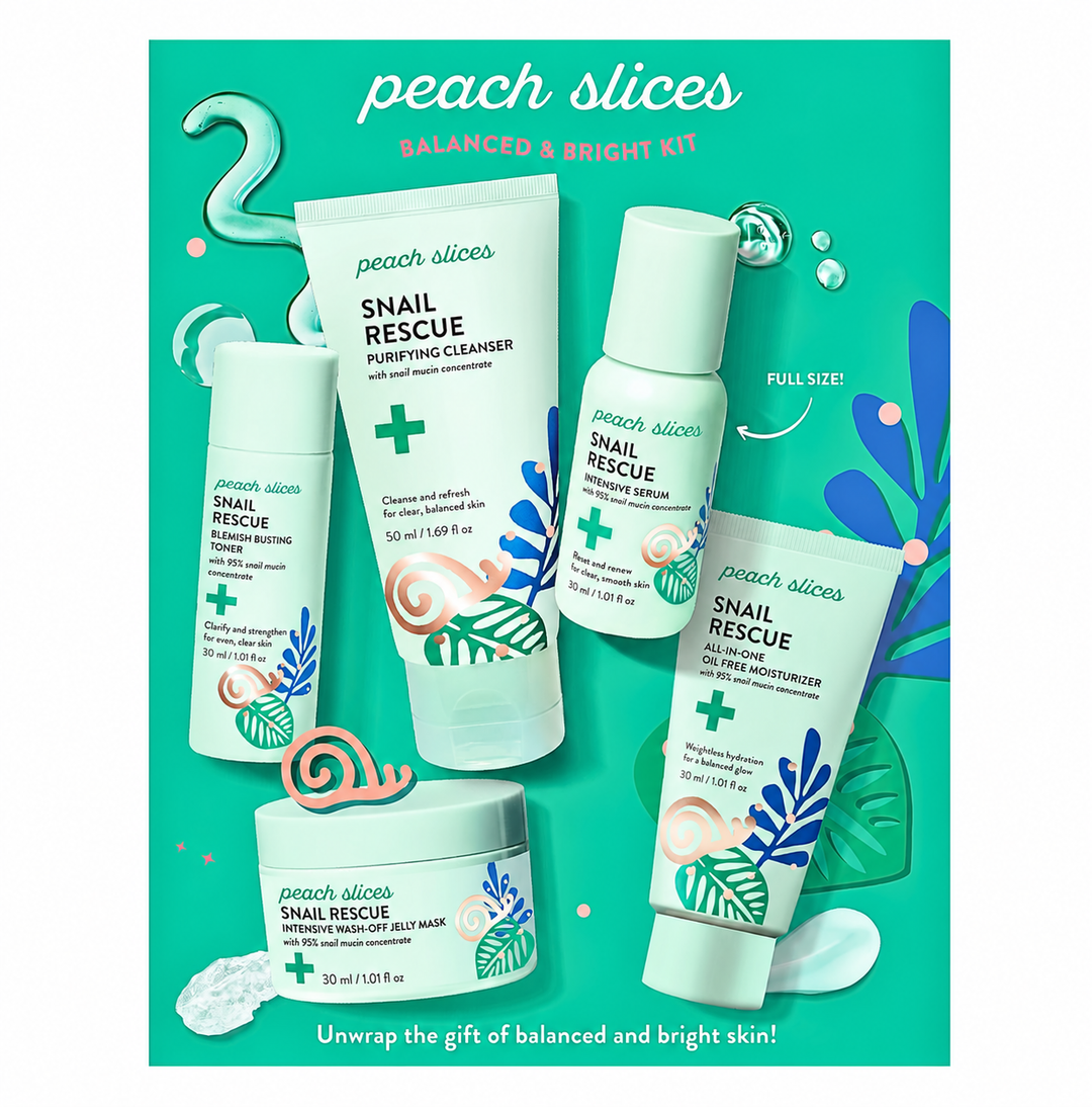 Peach Slices Snail Rescue Balanced & Bright 5-Step Skincare Kit