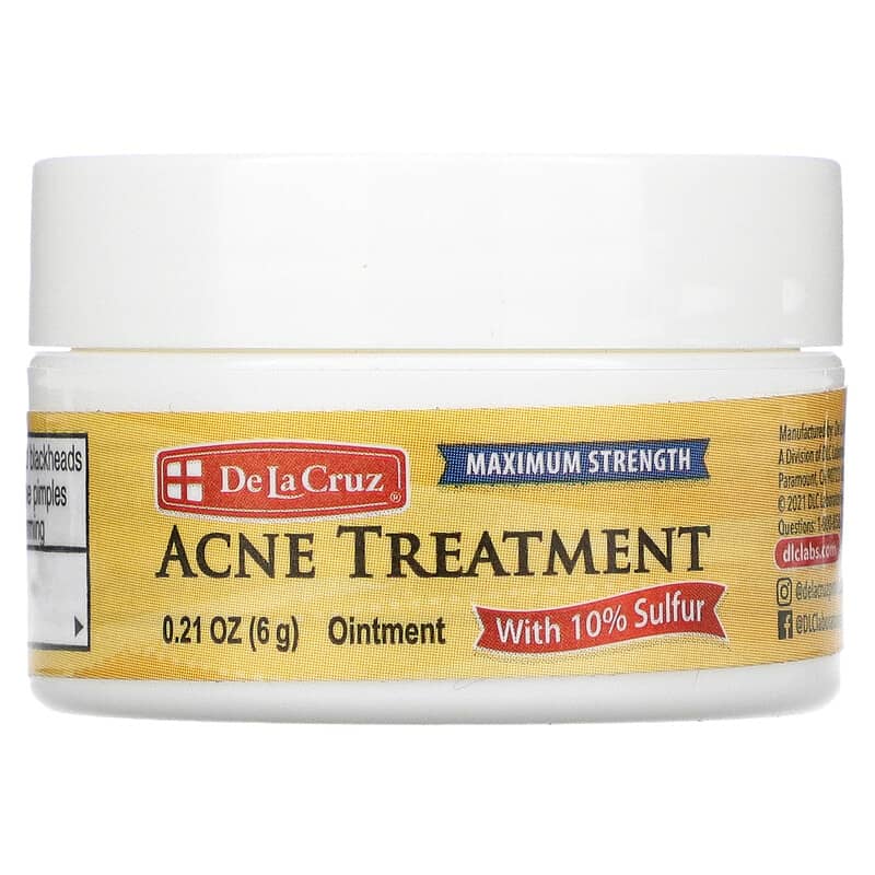 De La Cruz - Acne Treatment Ointment with 10% Sulfur, Maximum Strength - 6 g